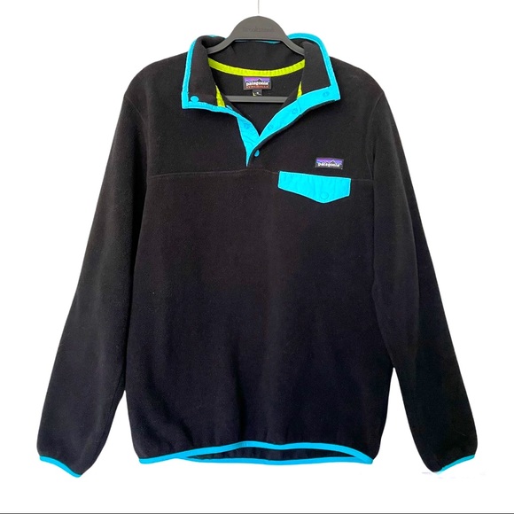 Patagonia Jackets & Blazers - Patagonia Synchilla Snap-T Pullover Fleece Black/Blue Size Medium